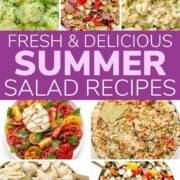 Pinterest collage graphic for fresh and delicious summer salad recipes.