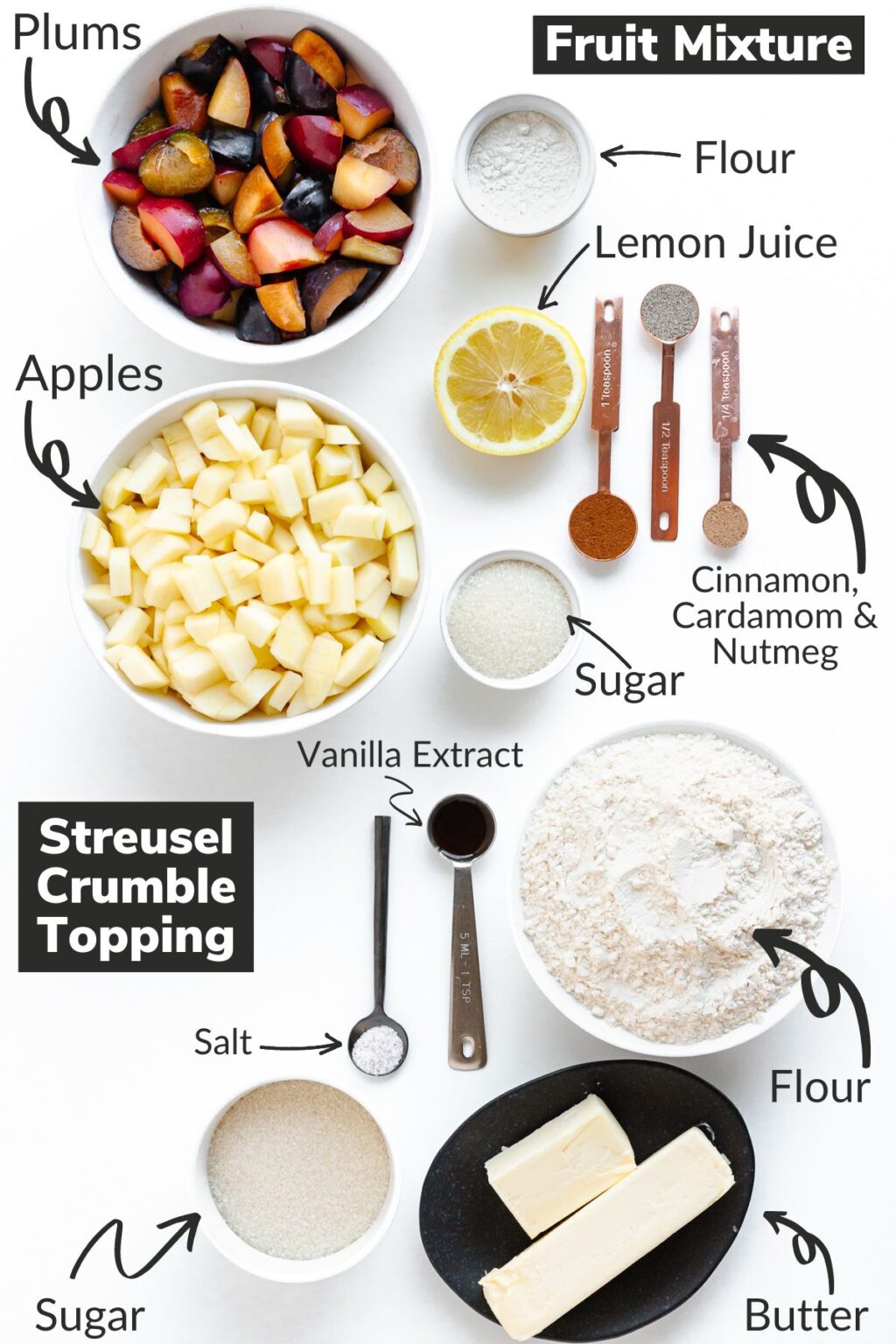 Plum and Apple Crumble (with butter streusel) | Maple + Mango