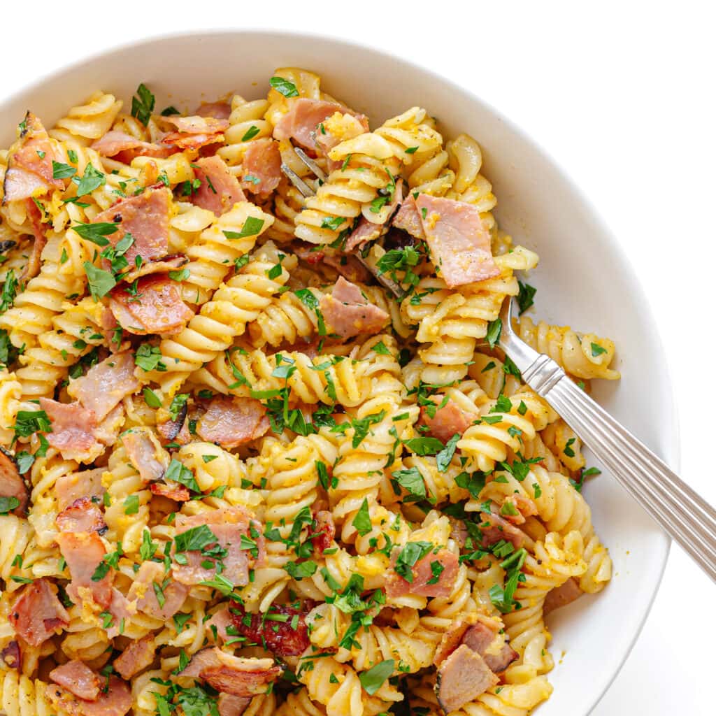 Schinkennudeln (German Ham and Egg Pasta) | Maple + Mango