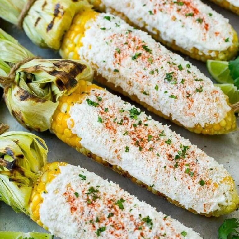 Closeup of Mexican street corn.