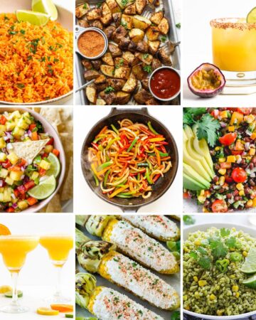Photo collage of side dishes for fajitas.