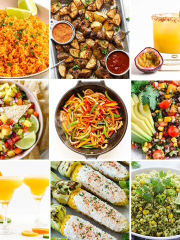 Photo collage of side dishes for fajitas.