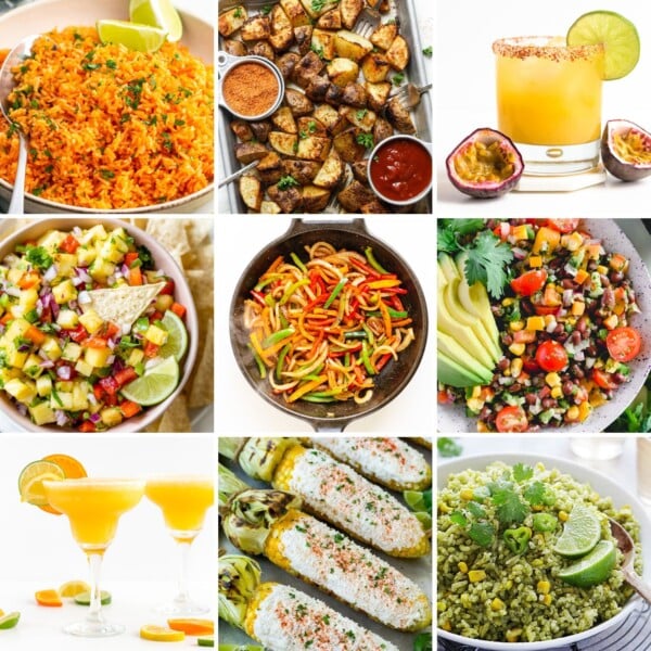 Photo collage of side dishes for fajitas.