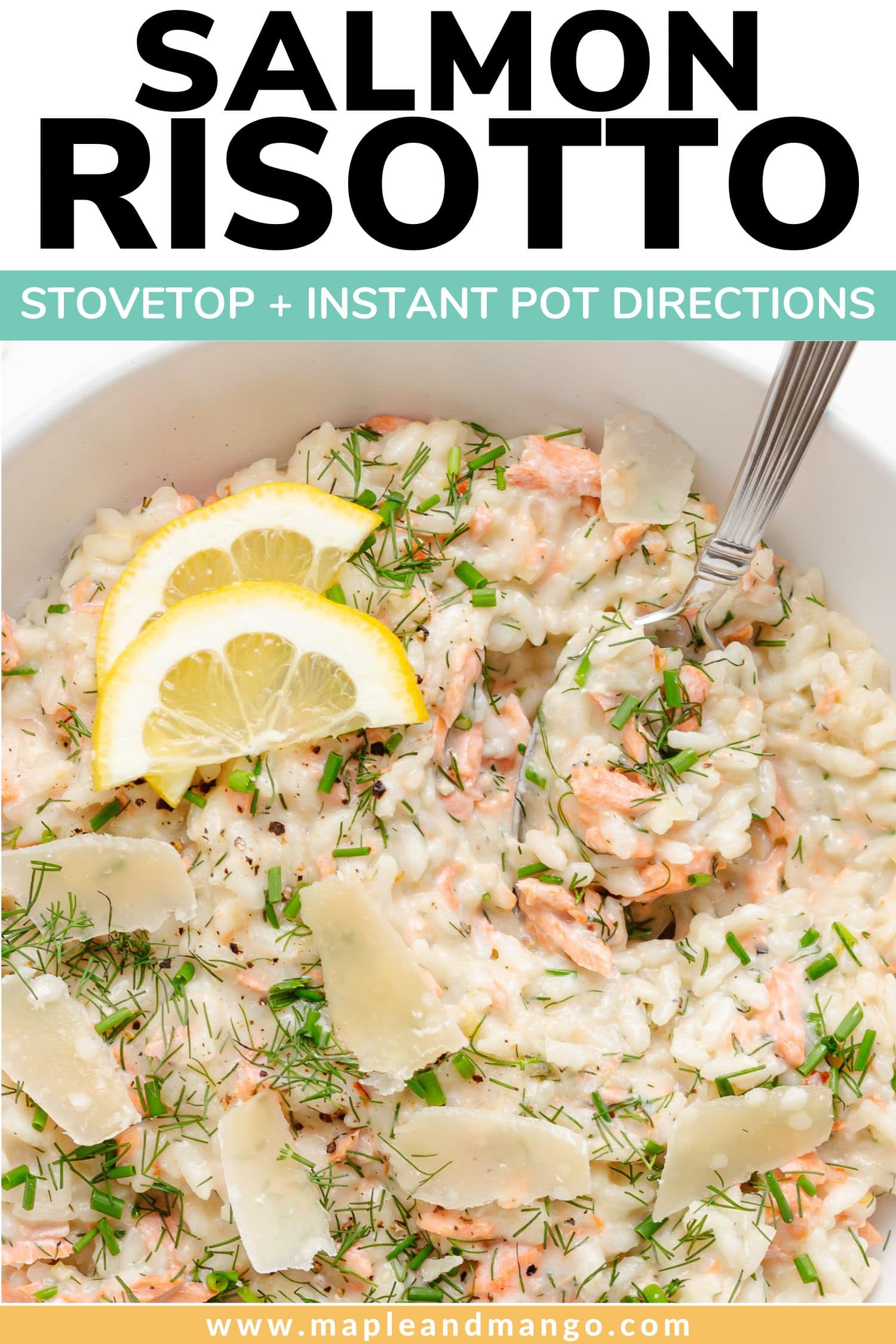 Salmon Risotto (Instant Pot + Stovetop) | Maple + Mango