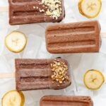 Pinterest graphic for chocolate banana popsicles.