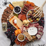 A round Halloween charcuterie board.