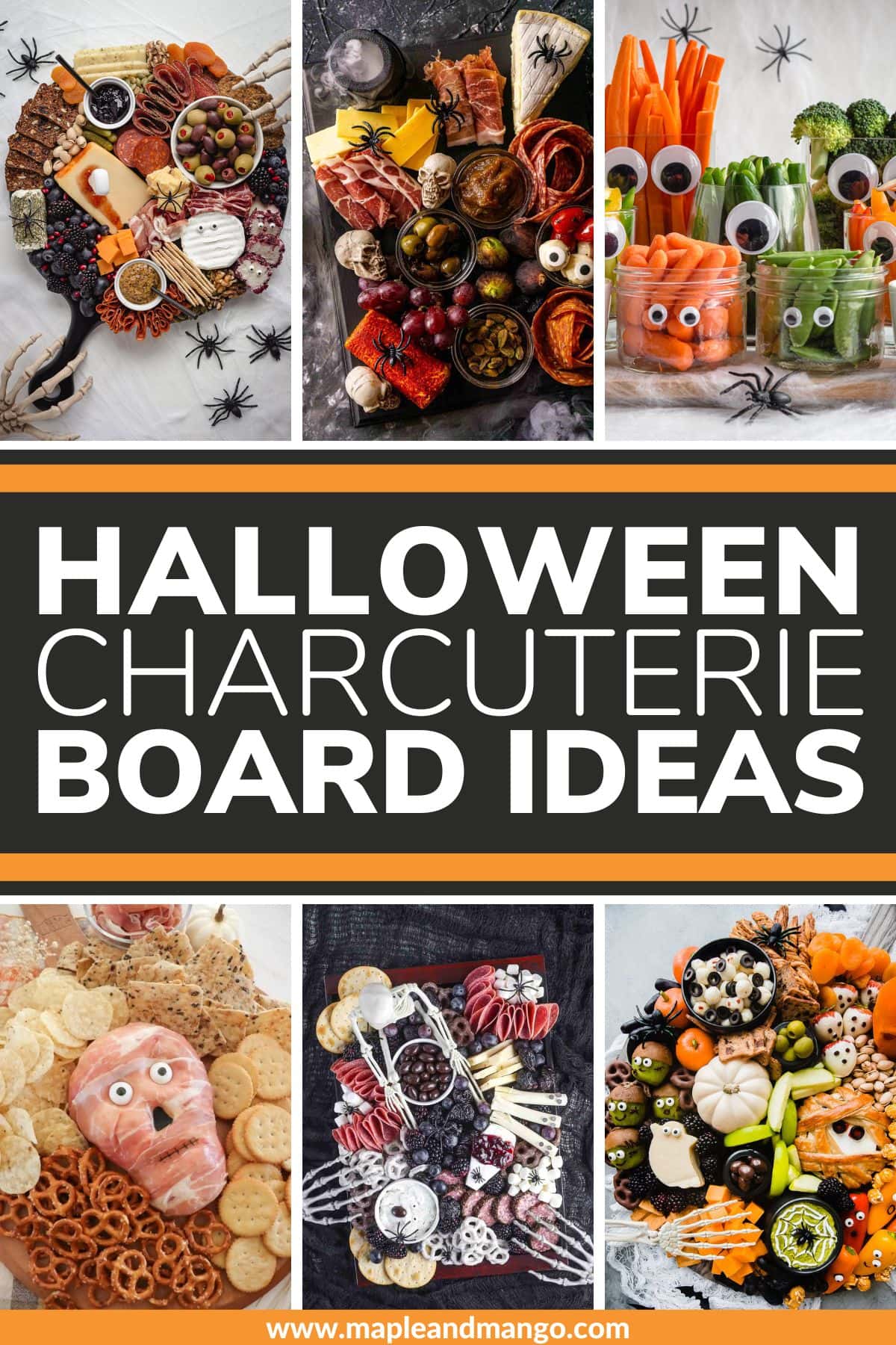 Pinterest collage graphic for Halloween Charcuterie Board Ideas.