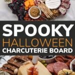 Pinterest collage graphic for Spooky Halloween Charcuterie Board.