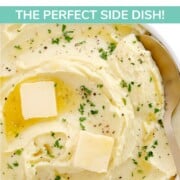 Pinterest graphic for whipped mashed potatoes.