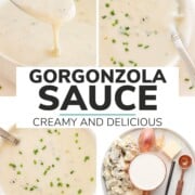 Pinterest collage graphic for gorgonzola sauce.
