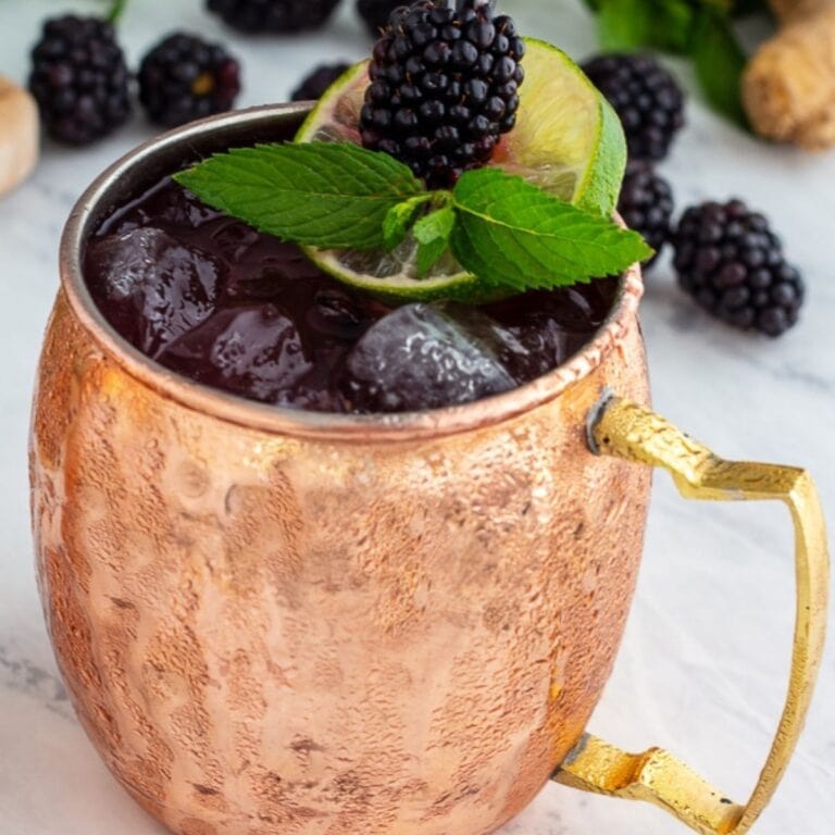 A ginger blackberry mule cocktail.