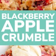 Pinterest collage graphic for blackberry apple crumble.