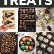 Pinterest collage graphic for collection of Halloween desserts and treats.