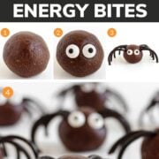 Pinterest graphic for spooky spider energy bites.