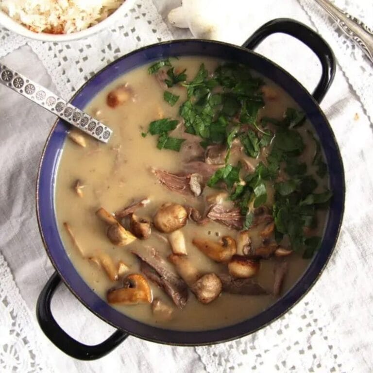 Turkey Fricassee in a Dutch oven.