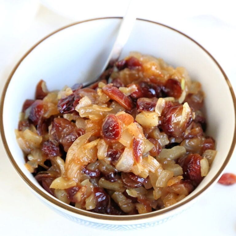 Bowl of cranberry chutney.