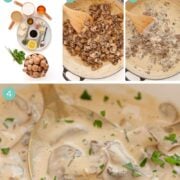 Pinterest collage graphic for how to make mushroom cream sauce.