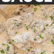 Pinterest graphic for mushroom cream sauce.