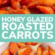 Pinterest collage graphic for honey glazed roasted carrots.