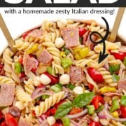 Pinterest graphic for Antipasto Pasta Salad.