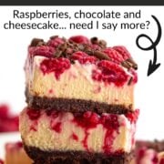 Pinterest graphic for raspberry cheesecake bars.