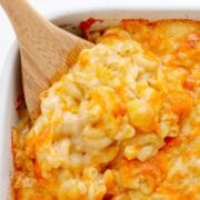 Pinterest graphic for 3 Cheese Baked Mac & Cheese.