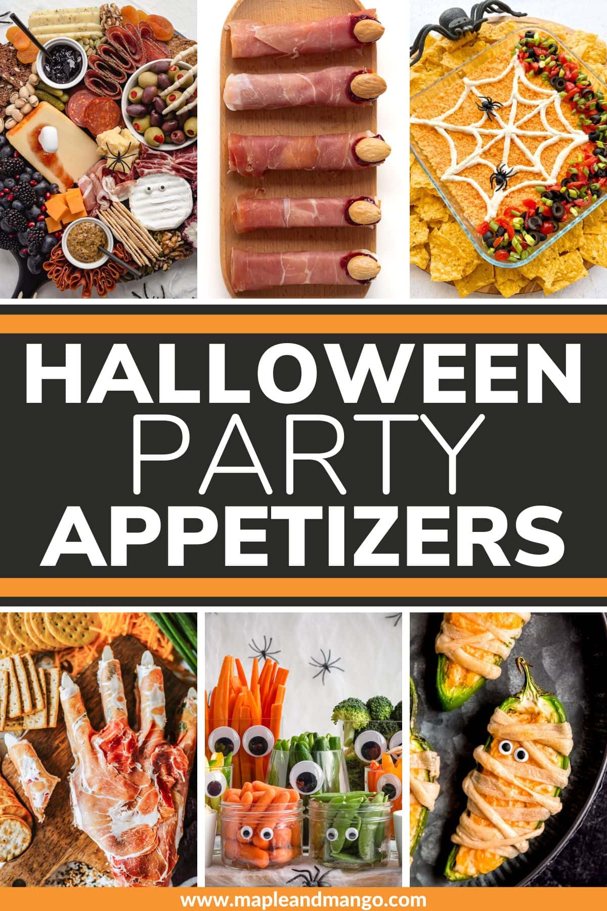 Collage graphic of Halloween Party Appetizers.