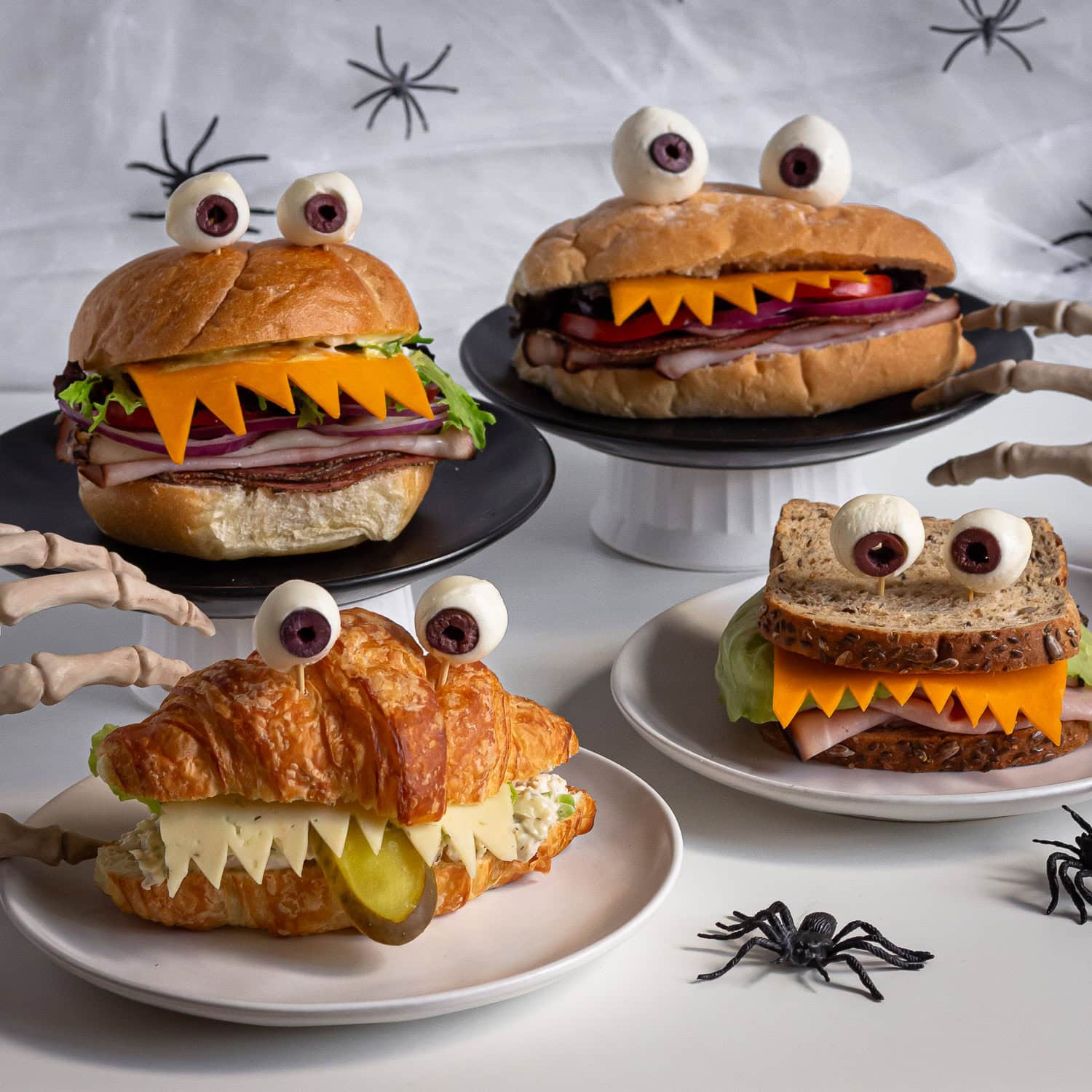 Four easy spooky Halloween sandwiches.