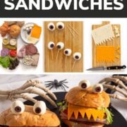 Pinterest photo collage pin showing how to build spooky Halloween sandwiches.