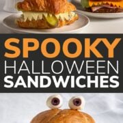 Pinterest collage graphic for spooky Halloween sandwiches.