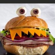 Pinterest graphic for easy Halloween sandwich idea.