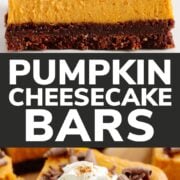 Pinterest collage graphic for pumpkin cheesecake bars.