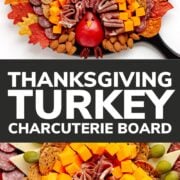 Pinterest collage graphic for Thanksgiving Turkey Charcuterie Board.