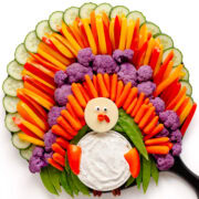A turkey shaped veggie tray.