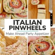 Pinterest collage graphic for Italian pinwheels appetizer.