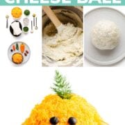 Pinterest collage graphic for Easter Chick Cheese Ball.