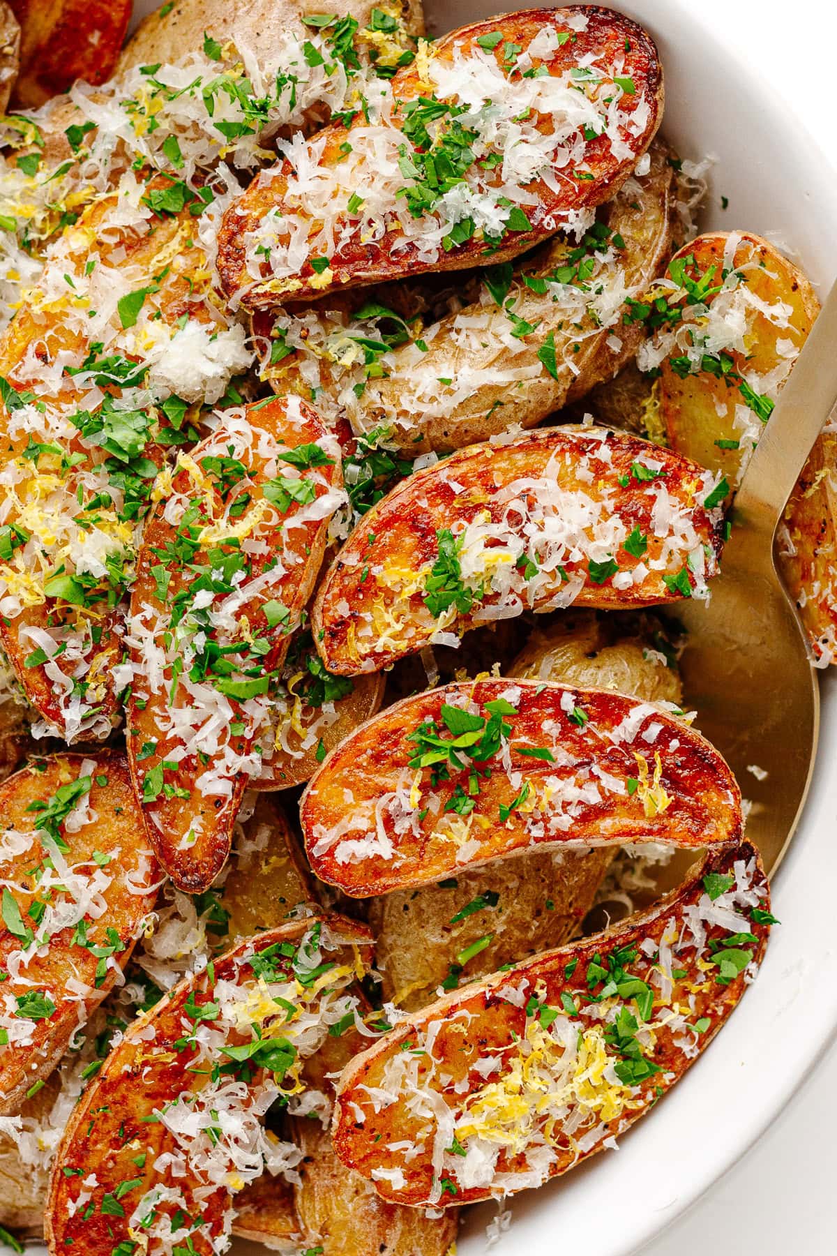 Roasted fingerling potatoes with truffle and parmesan.
