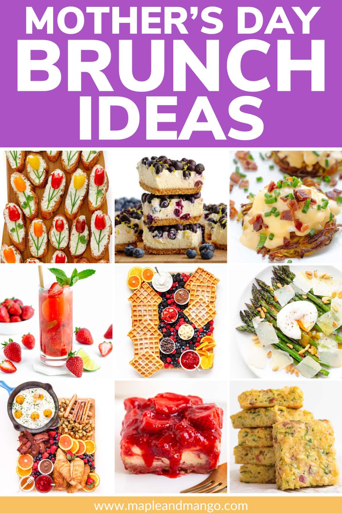 Photo collage graphic of Mother's Day brunch ideas.