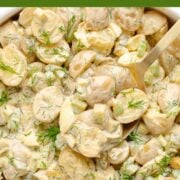 Pinterest graphic for dill pickle potato salad.