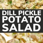 Pinterest collage graphic for dill pickle potato salad.