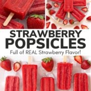 Pinterest collage graphic for strawberry popsicles recipe.