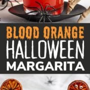 Pinterest collage graphic for Blood Orange Halloween Margarita recipe.