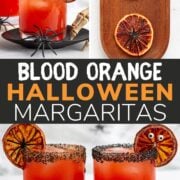 Pinterest collage graphic for blood orange Halloween margaritas.